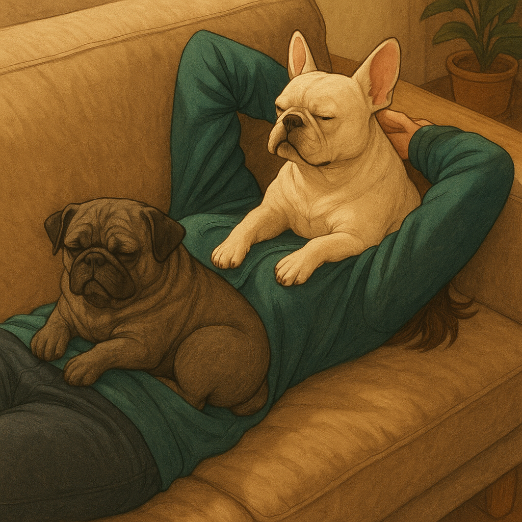 犬に支えられている私の画像